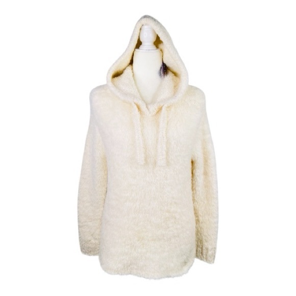 NWT James Perse Crème Fuzzy Wool Blend Sherpa Hooded Hoodie Sweater - Picture 3 of 16